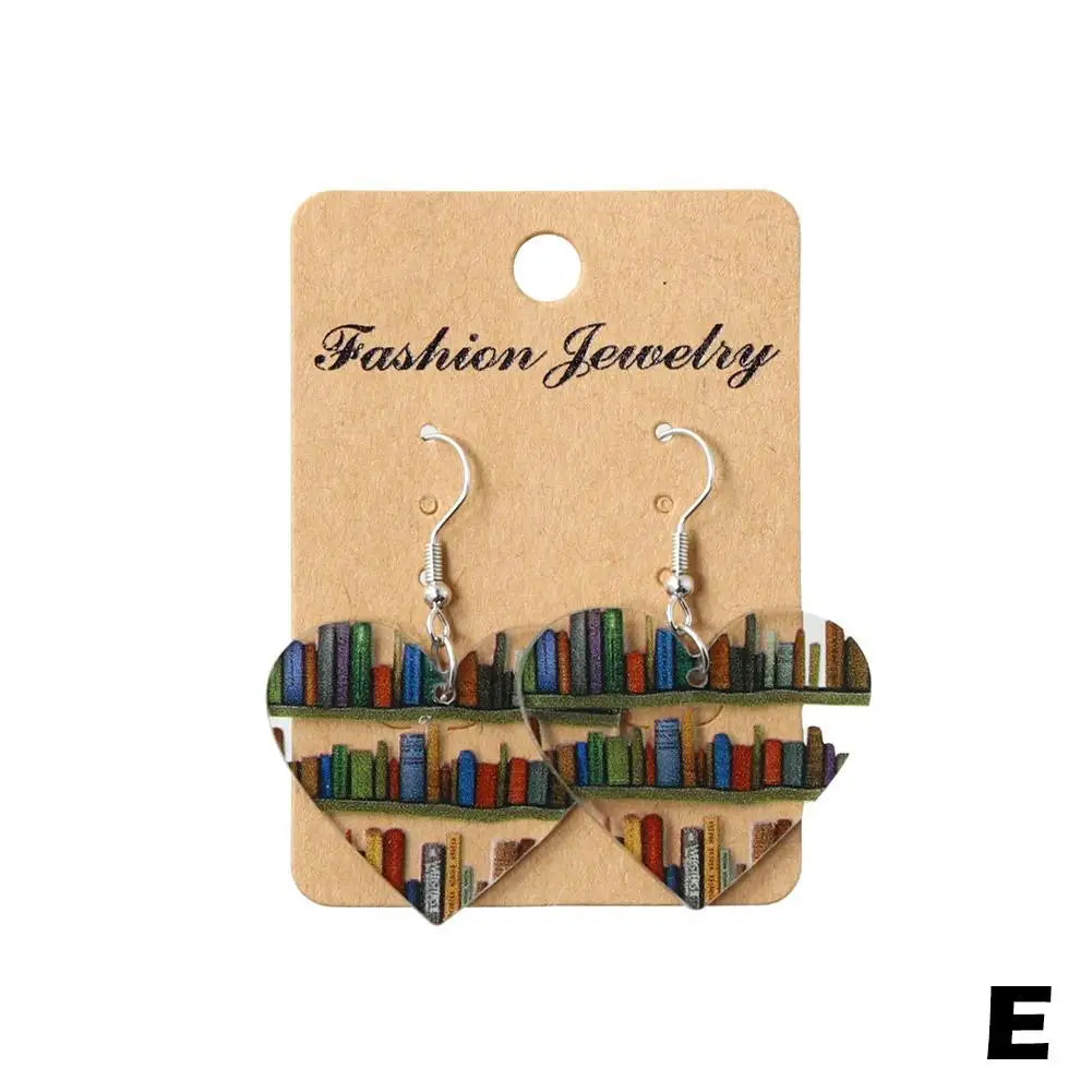 Book Earrings Wood Pendant Earrings