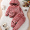 Baby Girl Letter Embroidery Teddy Hoodie & Pants & Bag