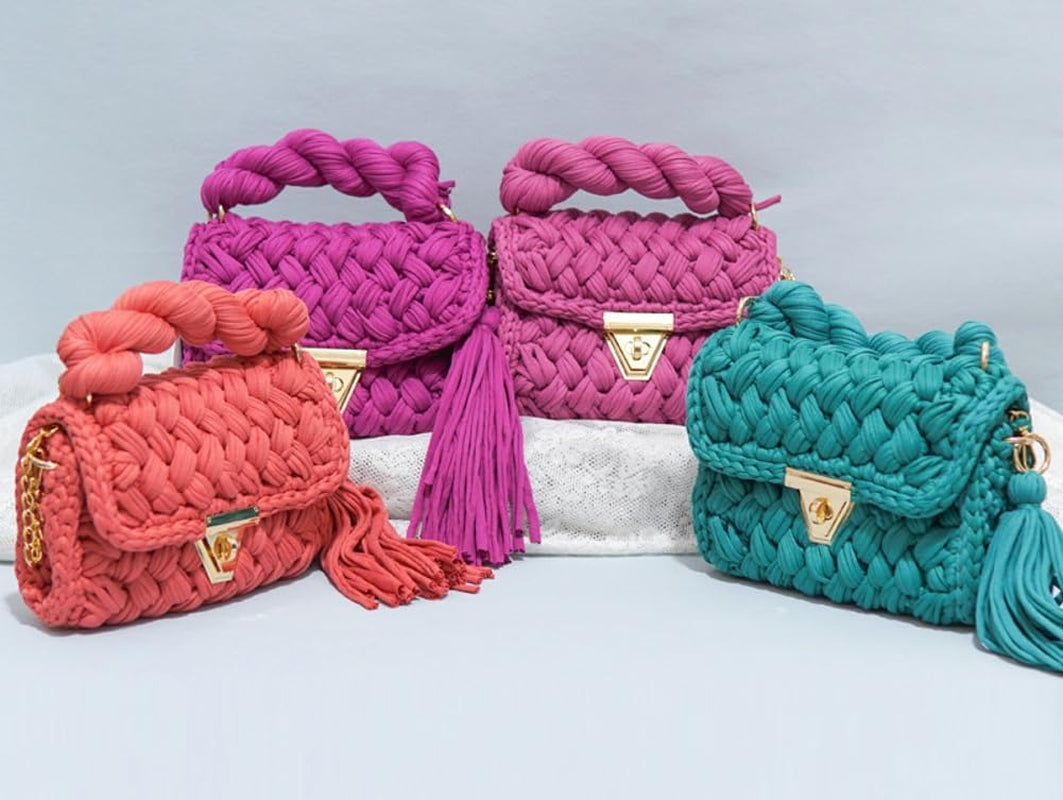 Handwoven Chunky Yarn Crochet Tote Bag for Women - Crossbody Shoulder Bag with DIY Knot Design