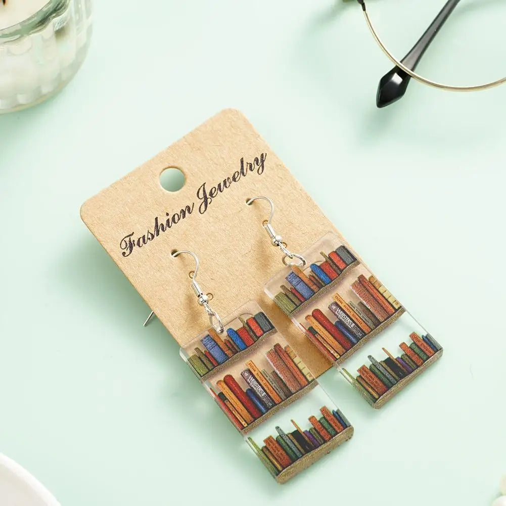 Book Earrings Wood Pendant Earrings