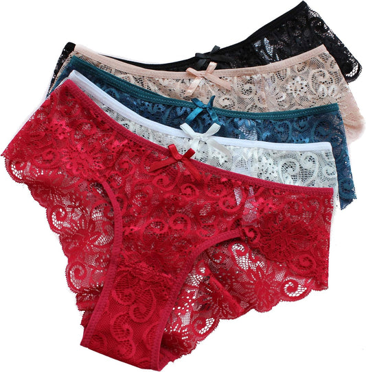 Women Daily Underwear Panties Pack Lace Hipster Lingerie Thong Pack of 5(Main)