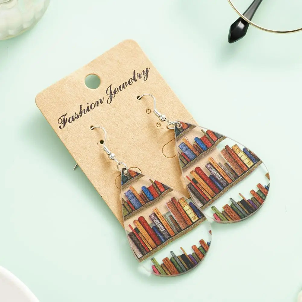 Book Earrings Wood Pendant Earrings