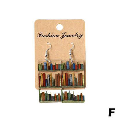 Book Earrings Wood Pendant Earrings