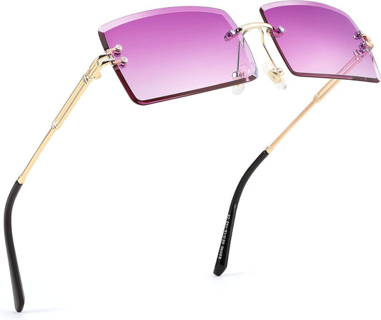 Vintage Rimless Sunglasses Rectangle Frameless Candy Color Glasses Women Men B2642